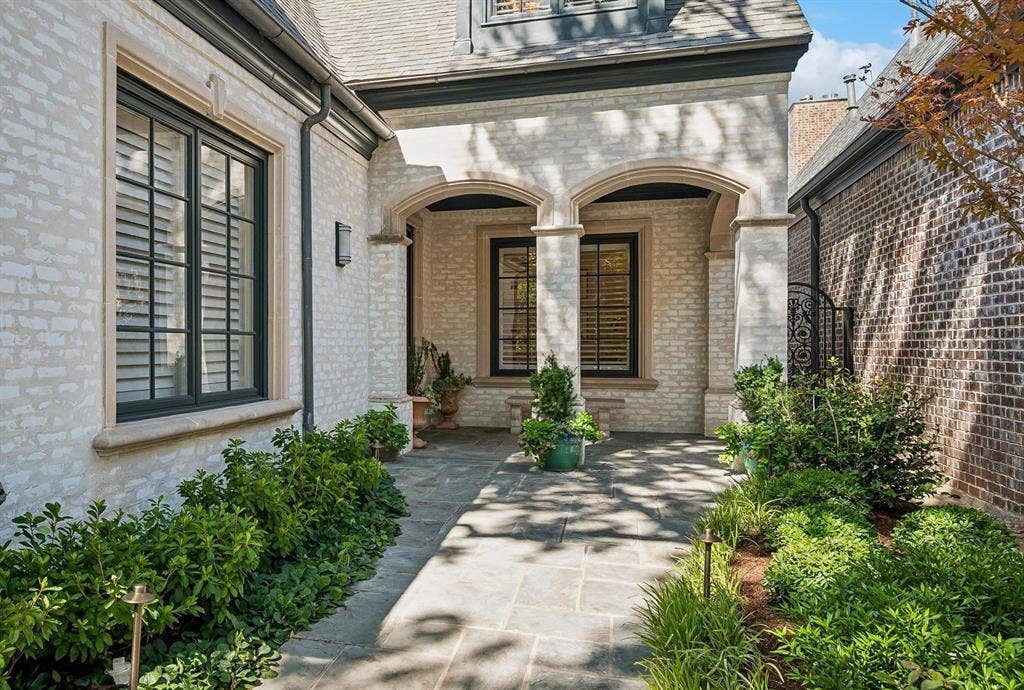 Landscaped stone entrance path
