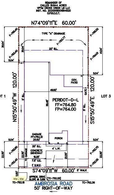 1704 Ambrosia Road, Celina, TX 75009 1704 Ambrosia Road Preliminary Plot Plan