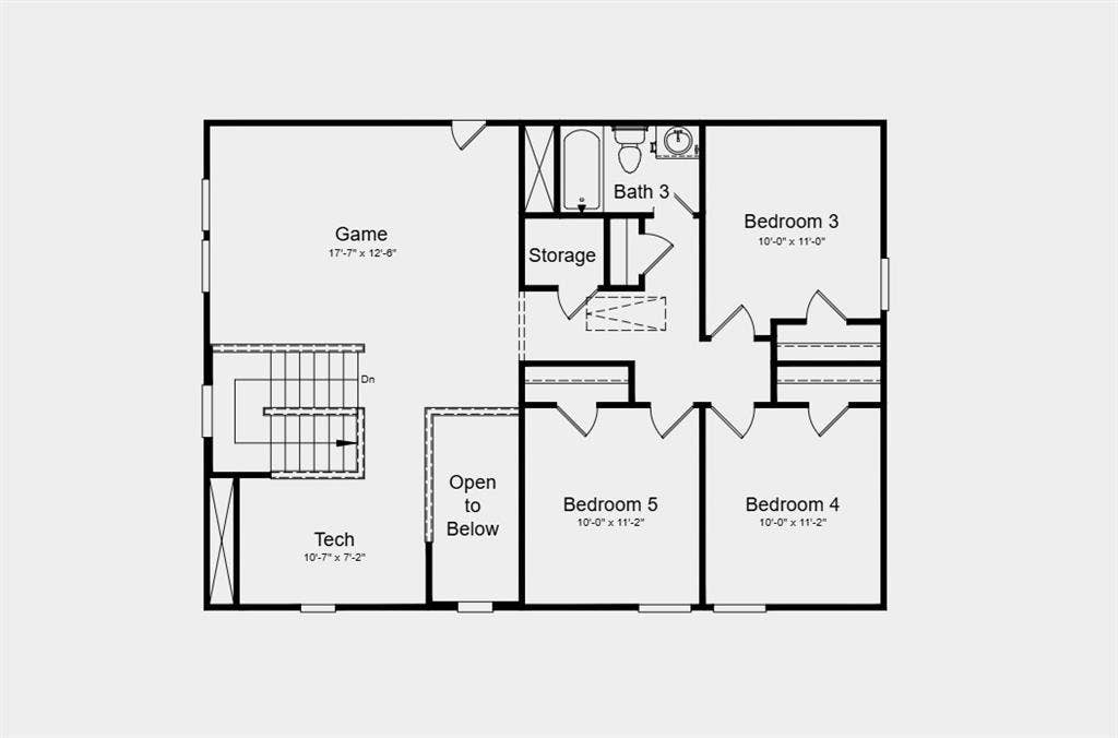 2331 Buffalo Bayou Way, Crandall, TX 75114 Second Floor Plan - Additional Highlights Include: washer, dryer, refrigerator, gas drop at outdoor living for future grill, gourmet kitchen, whole house window blinds
