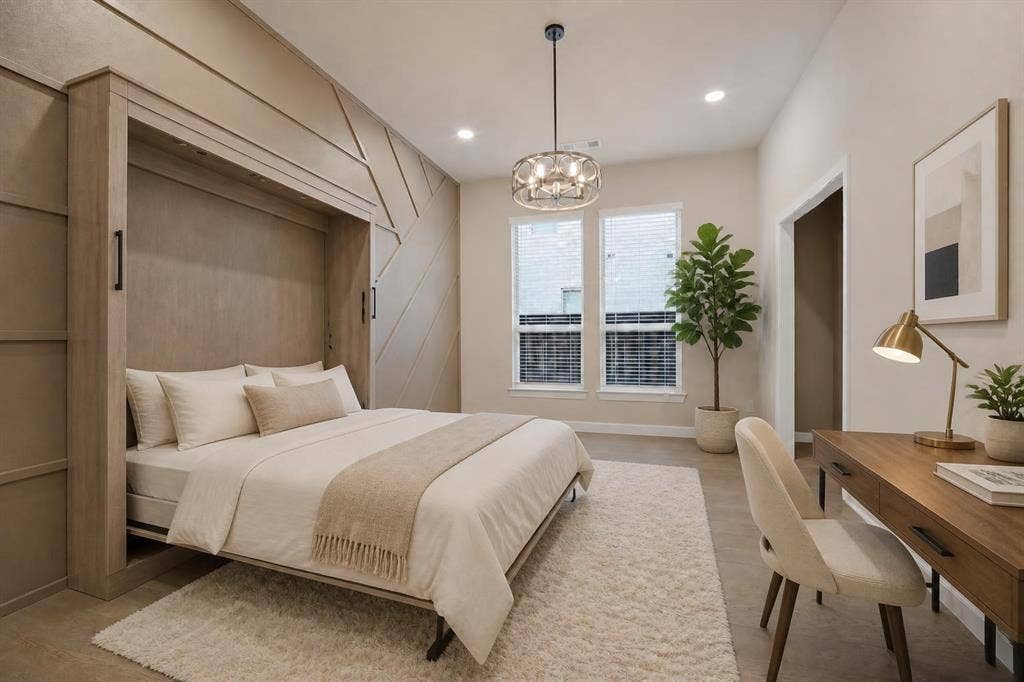 The closet in the 4th bedroom/study is in progress, this is a virtual representation of what it will look like; Virtually staged