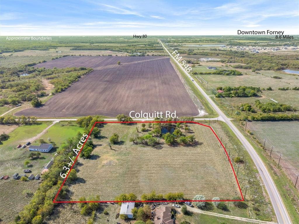 Hard corner of FM 548 and Colquitt Road, great commercial opportunity with proximity to 1100 acre housing development just west of the property and SH 205 just east of the subject.