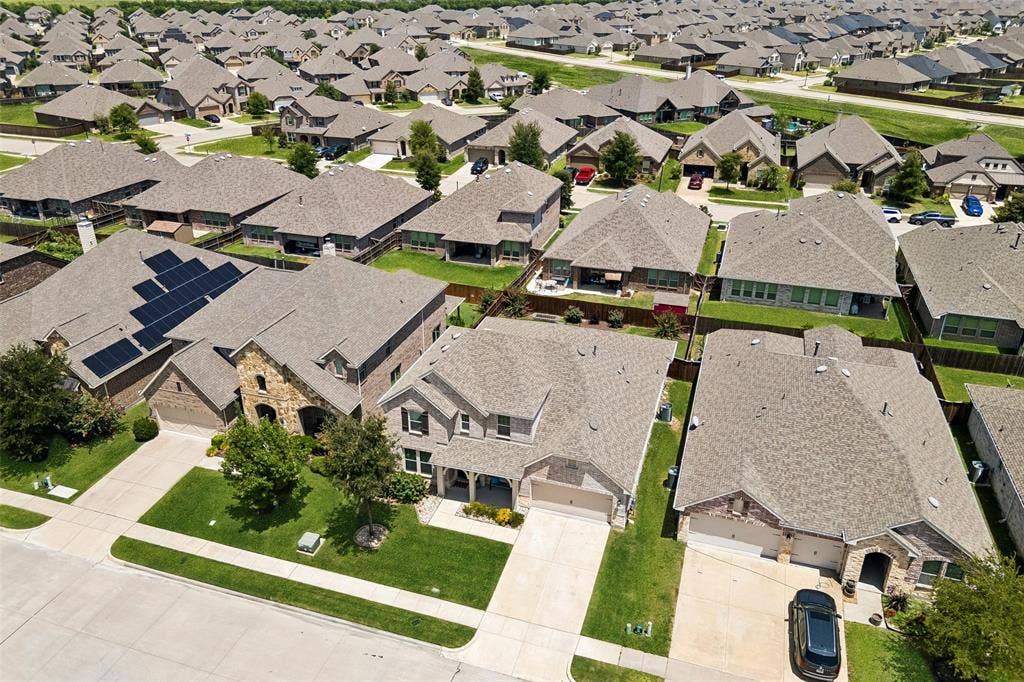 1321 Meridian Drive, Forney, TX 75126 Aerial view of the front of the house