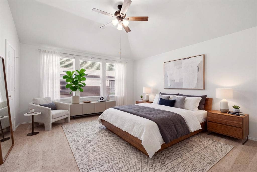 Virtually staged Primary Bedroom
