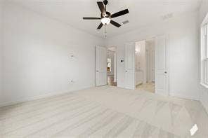 15638 Kestrel Mews, Frisco, TX 75035 Interior room featuring high ceilings, neutral wall-to-wall carpeting, and a multi-blade ceiling fan with integrated lighting