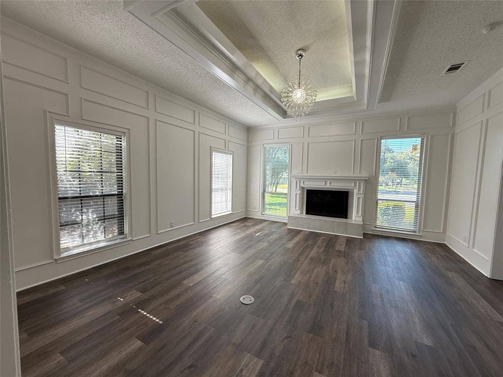 13234 Deer Run Trail, Dallas, TX 75243 Living room with gas fireplace