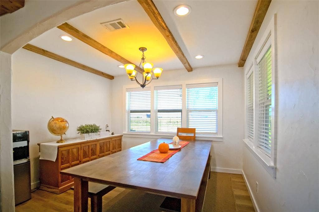 325 & 321 Grassy Way, Elm Mott, TX 76640 Exposed wood ceiling beams, recessed lighting, multi-pane windows, and wood-finish flooring