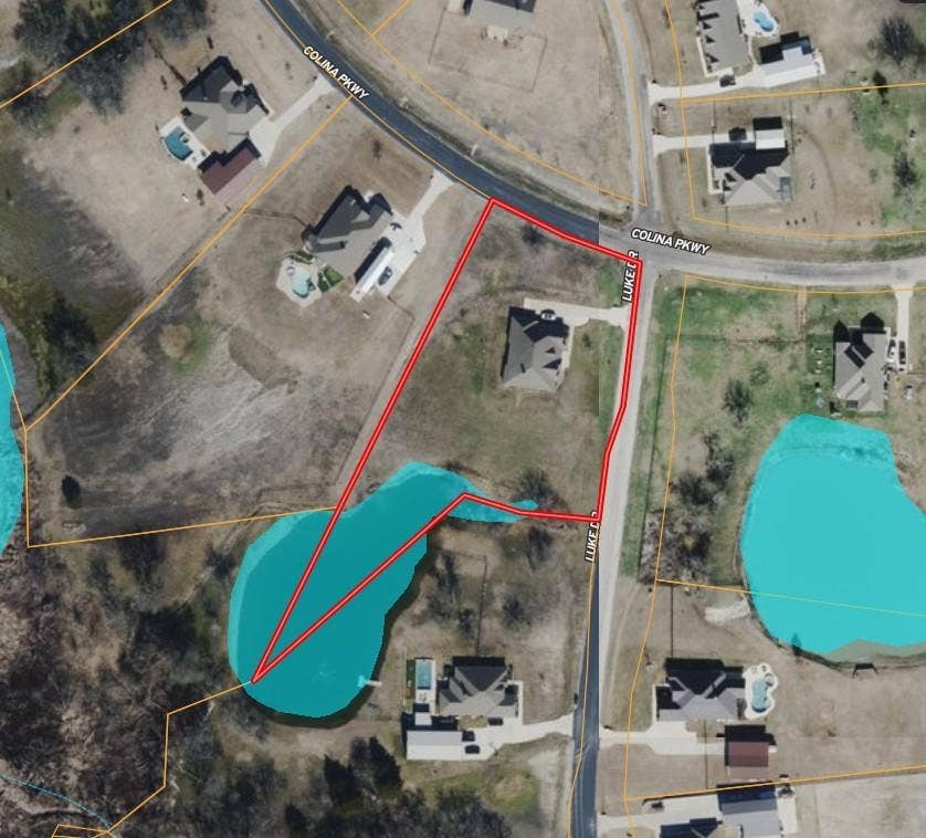 2828 Luke Drive, Farmersville, TX 75442 Aerial Survey Map. Illustrating the property boundaries and site topography