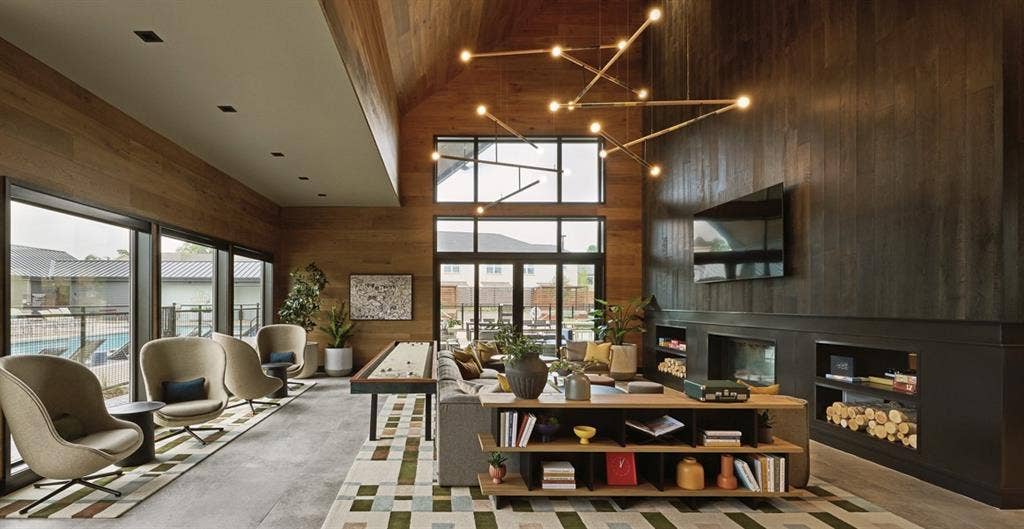 1525 FM 982, #4310, Princeton, TX 75407 Community lobby with a towering ceiling and wooden walls