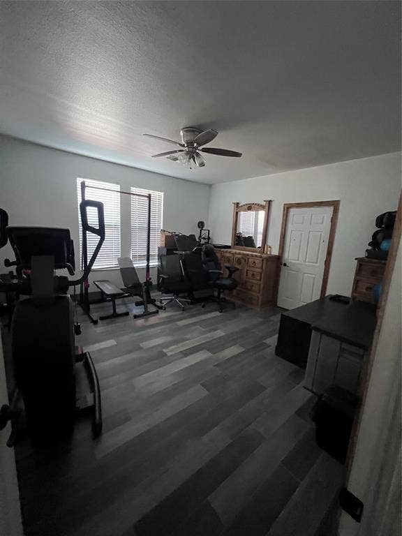 201 Darien Drive, Mesquite, TX 75149 Wood-finish flooring, dual windows with blinds, and ceiling fan with integrated lighting