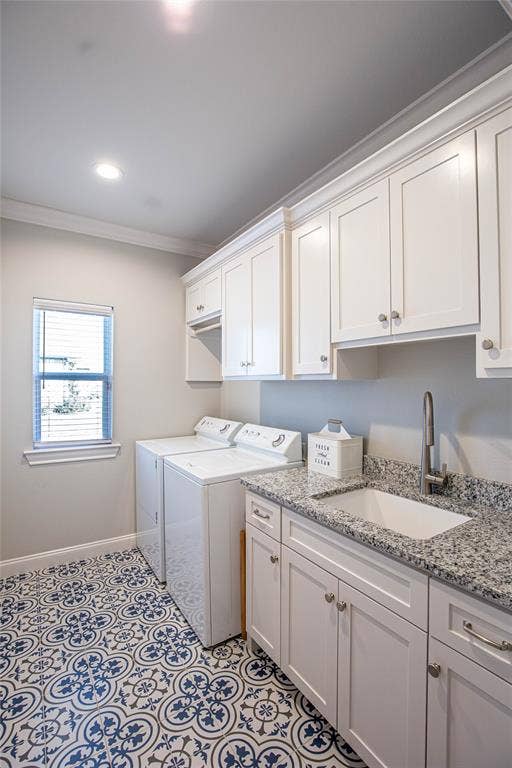 Large laundry with sink and opens to the master closet