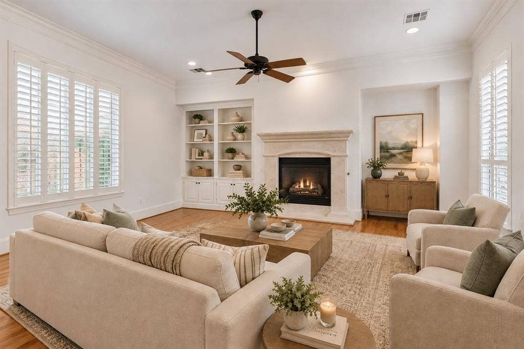 4330 Cole Avenue, #F, Dallas, TX 75205 Living Room Virtually Staged