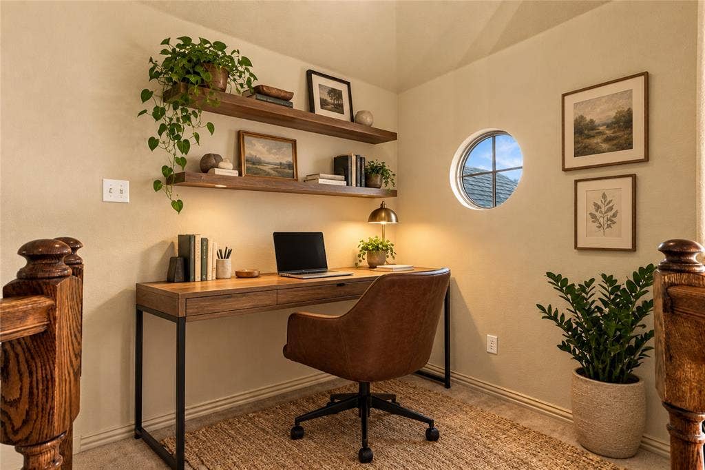 104 Aztec Court, Waxahachie, TX 75165 Nook at the top of the stairs is a great flex space for an additional office, studying or a toy area. Virtually staged.