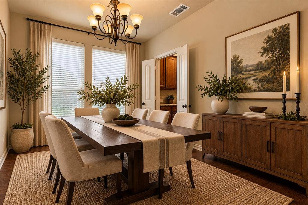 104 Aztec Court, Waxahachie, TX 75165 Dining room adjoins the kitchen. Virtually staged.