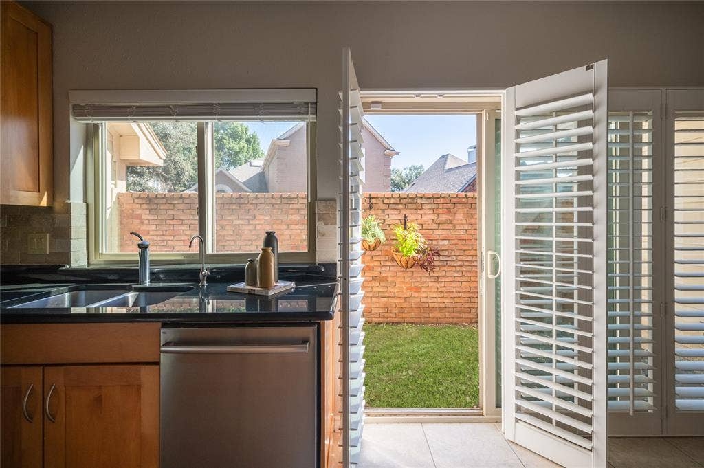 sliding doors open to kitchen garden