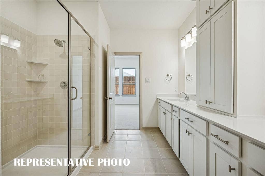 3574 Pierce Lane, Grand Prairie, TX 75052 Long, luxurious showers are in your future in this spacious, owner's bath walk in shower! REPRESENTATIVE PHOTO