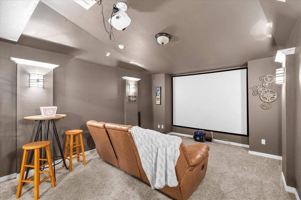 Media room with projector and screen