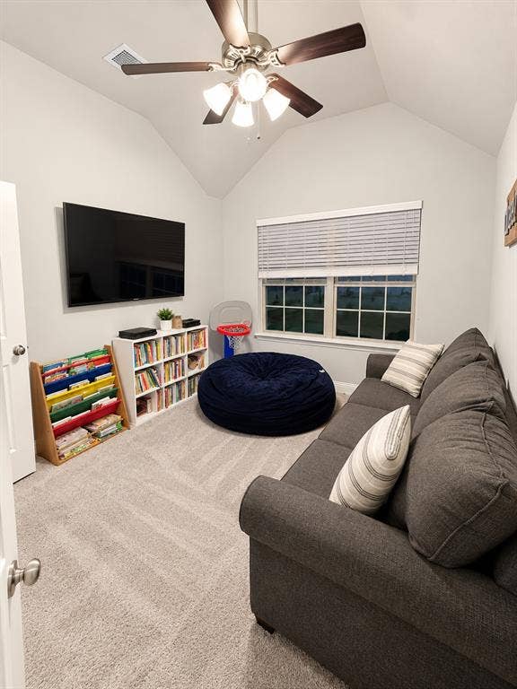 301 Delaford Drive, Forney, TX 75126 Versatile carpeted room with a ceiling fan and large window, ideal as a media room, game room, or home office.