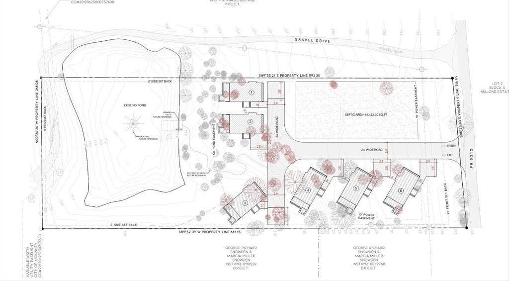 1721 Private Road 5312, McKinney, TX 75071 Site Plan. Illustrating parcel boundaries, utility easements, and infrastructure placement on the property
