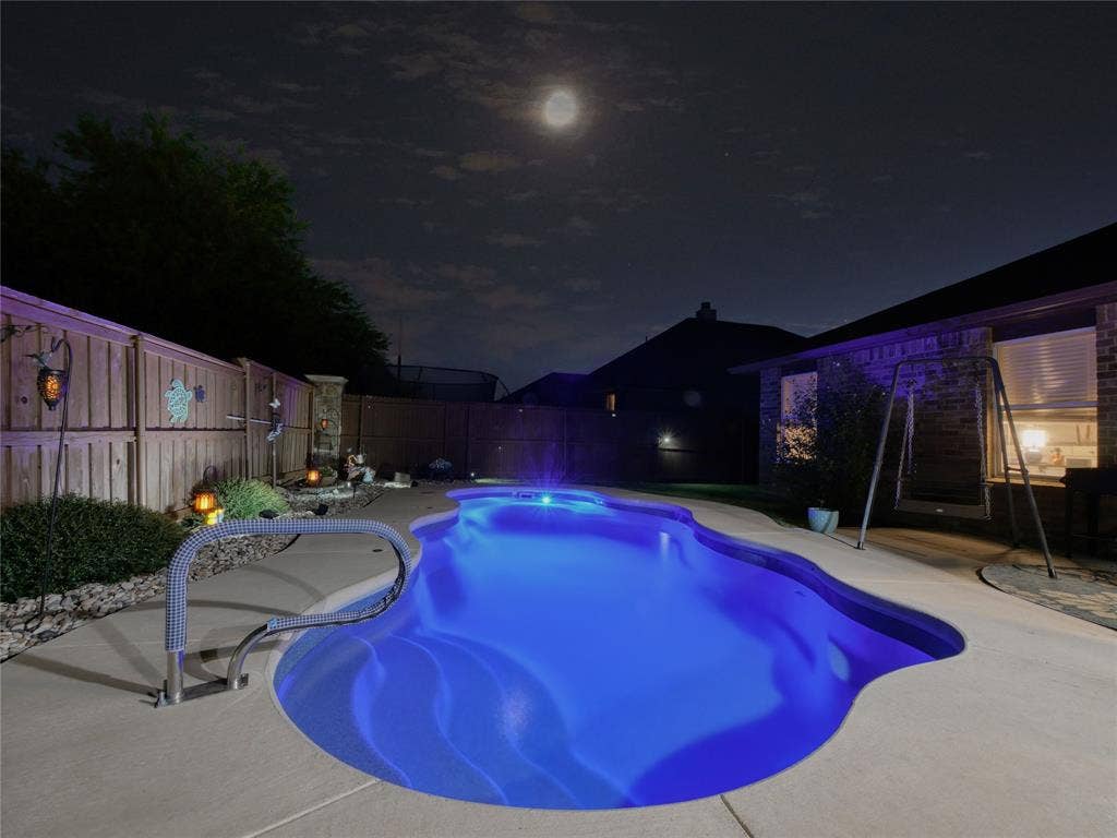 Pool and Backyard after dark