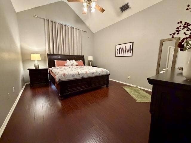 11159 Covey Lane, Frisco, TX 75035 Bedroom featuring vaulted ceilings, wood-finish flooring, and a ceiling fan with integrated lighting