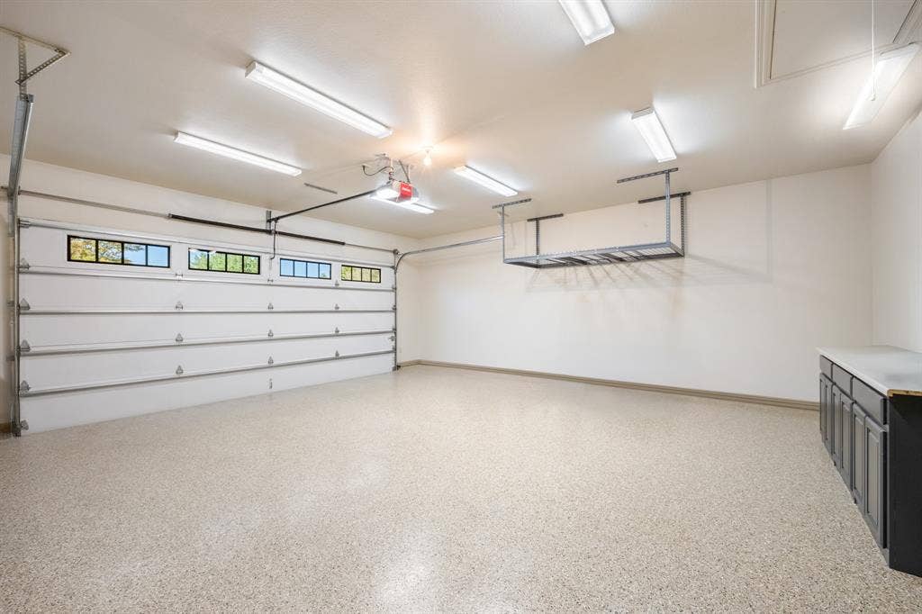 Oversized Garage with Storage and Epoxy flooring