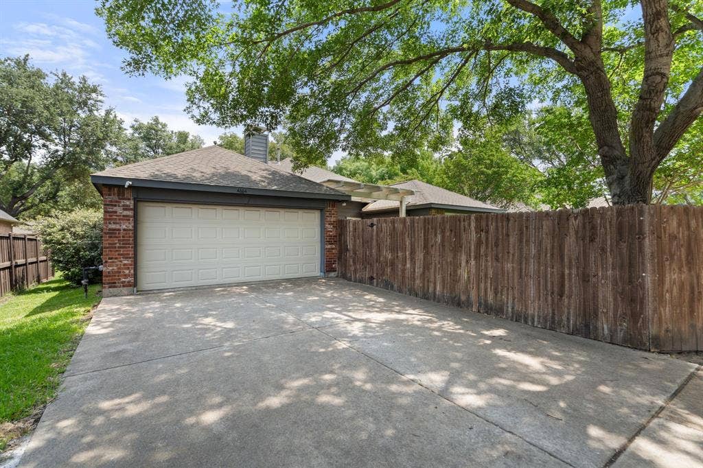 Garage with driveway