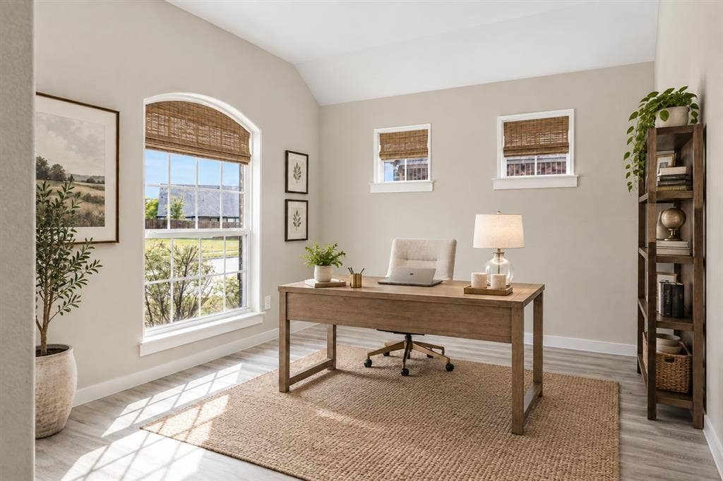 This office is Virtual staged.  Measurements may not be exact