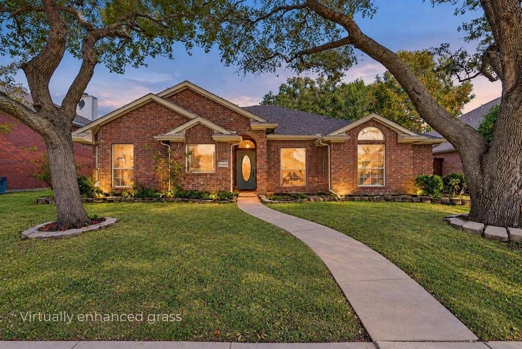 11414 Ocean Road, Frisco, TX 75035 View of front of the home, virtually enhanced grass