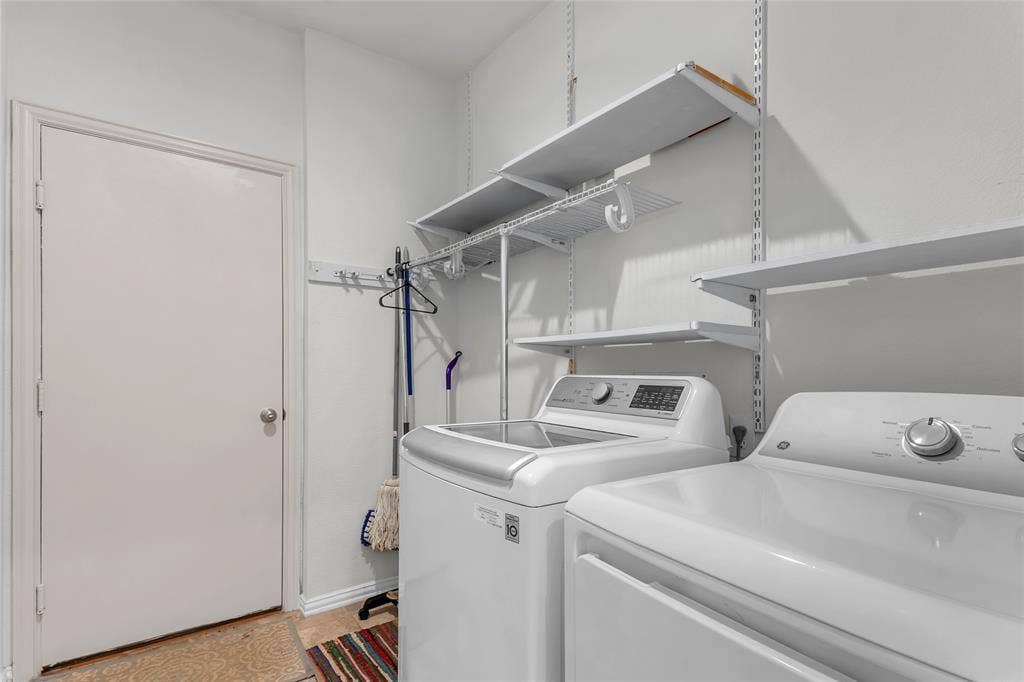 Laundry room with wire shelving and space for washer and dryer — 5804 Lafayette Dr, Frisco