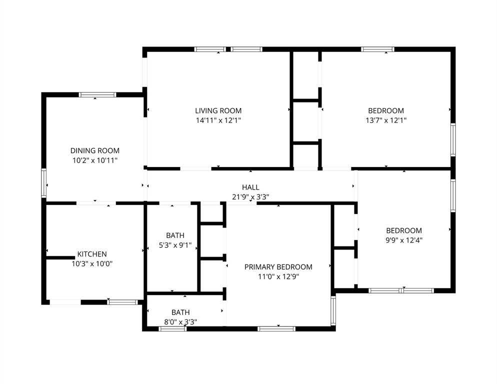 3708 Davila Drive, Dallas, TX 75220 Three bedroom home layout.