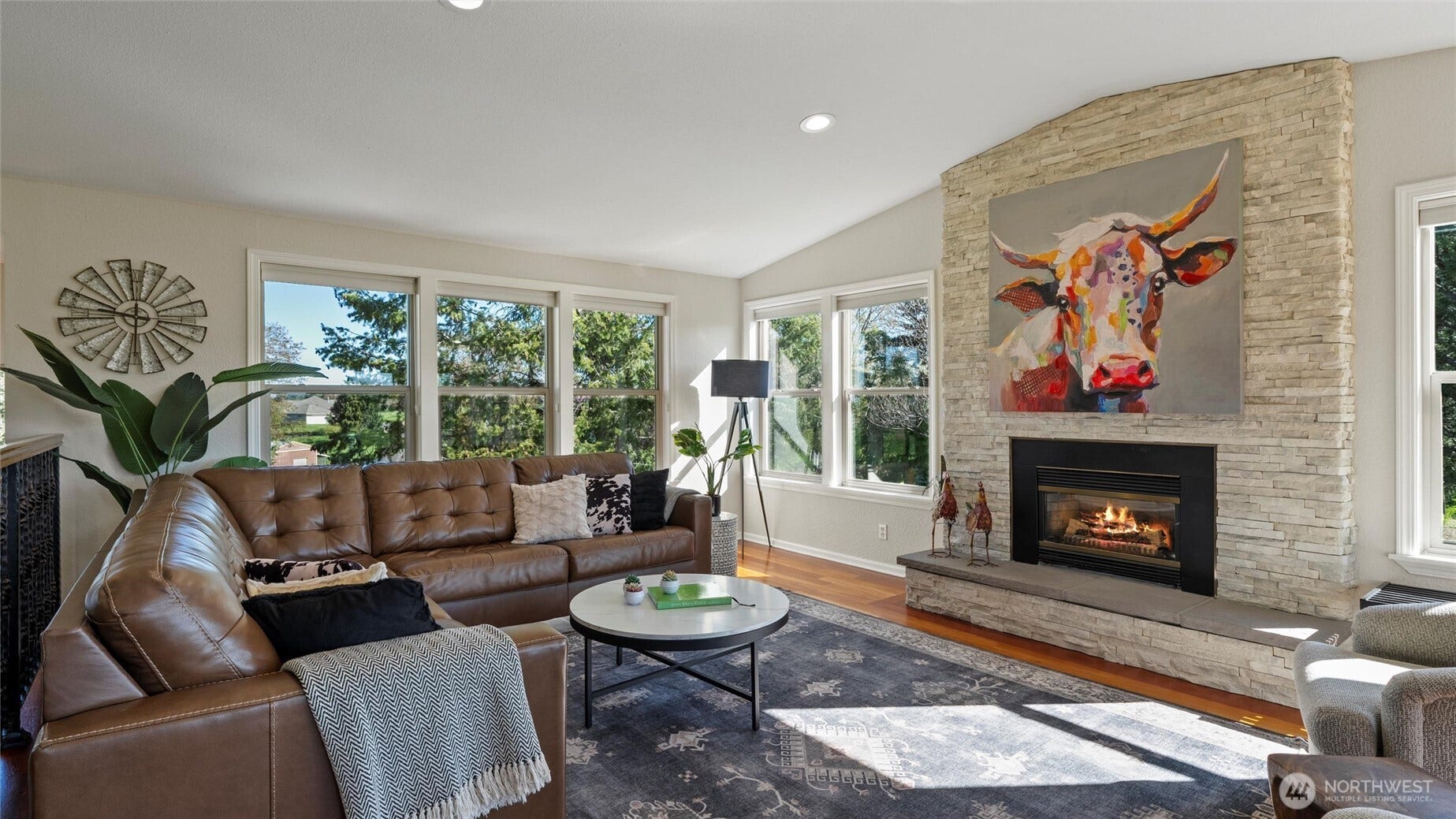 The gas fireplace provides warmth and ambience on crisp Walla Walla days and nights.