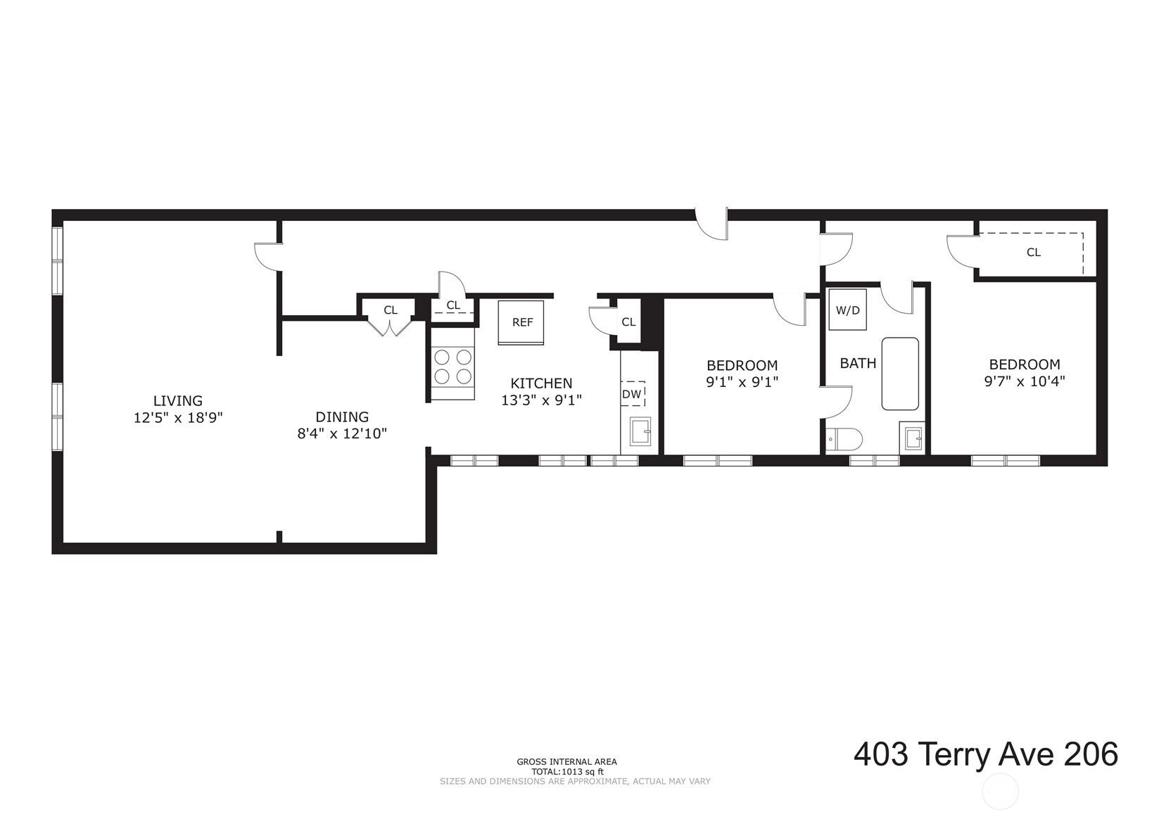 403 Terry Avenue, #206, Seattle, WA 98104 Exceptional floor plan runs from the front and side of the complex featuring 9 windows.