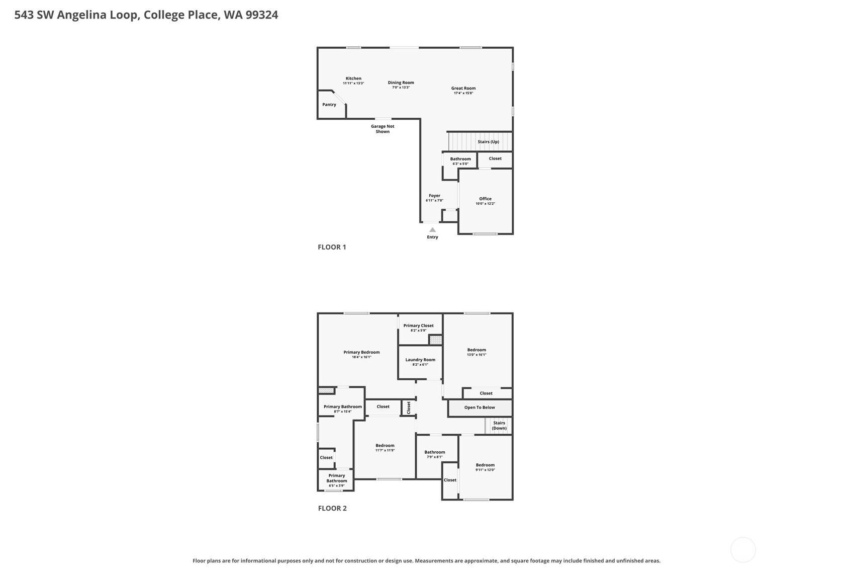 543 SW Angelina Loop, College Place, WA 99362 Floor Plan