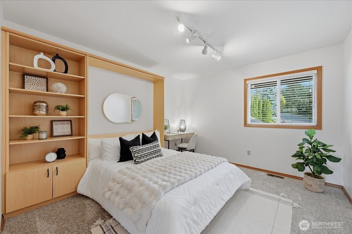 13408 SE 85th Street, Newcastle, WA 98059 3rd Bedroom upstairs with Murphy Bed included. This could double as an office and a guest room.