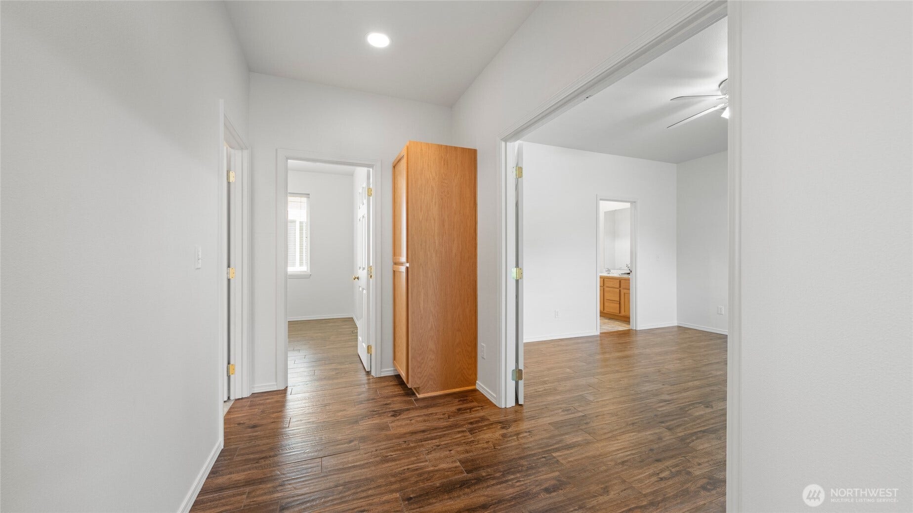 Wide hallway with storage