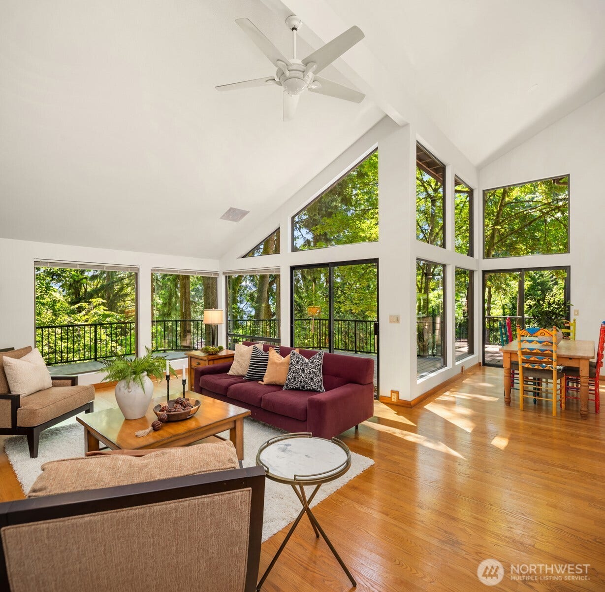 4336 E Mercer Way, Mercer Island, WA 98040 Warm, natural hardwood floors complement the lush scenery.