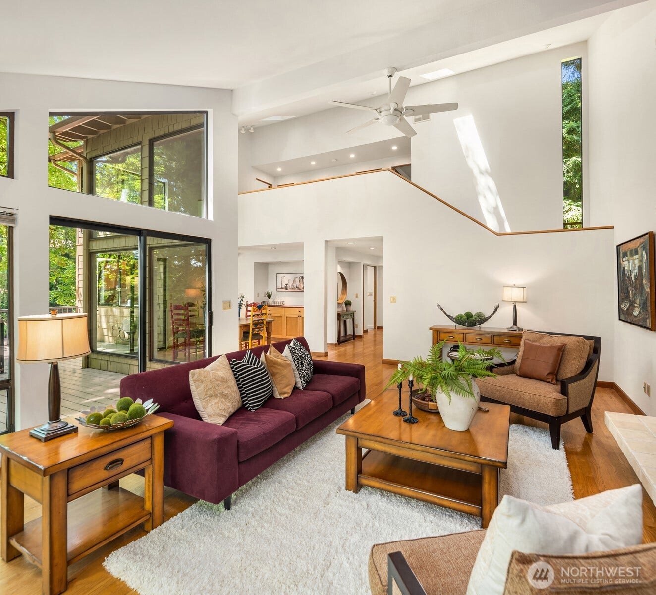 4336 E Mercer Way, Mercer Island, WA 98040 Looking toward the dining room & upper landing.