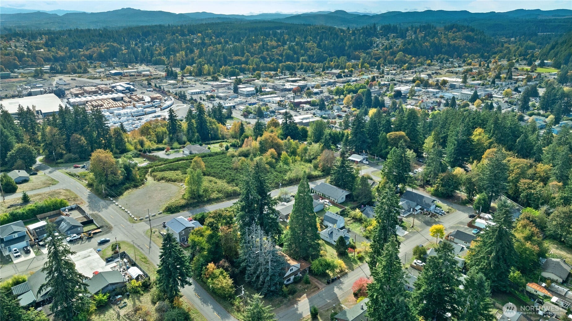 View to mountains in background and town below