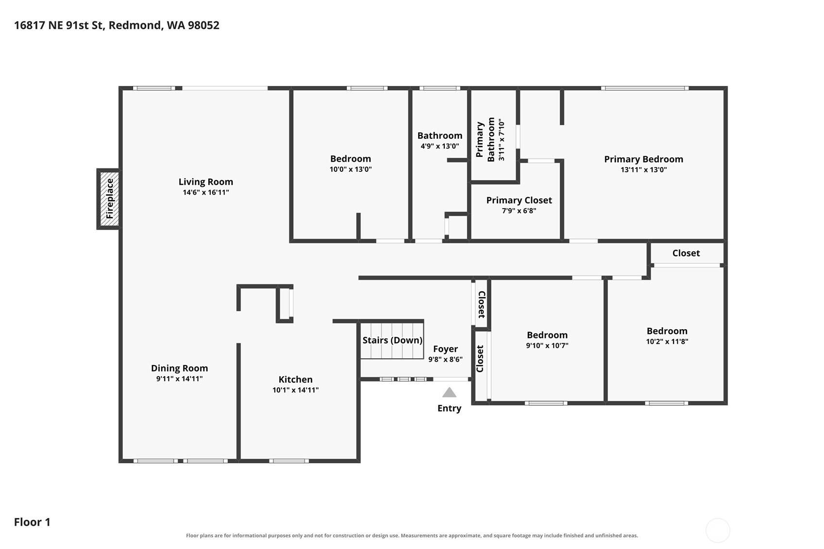16817 NE 91st Street, Redmond, WA 98052 First Floor Layout