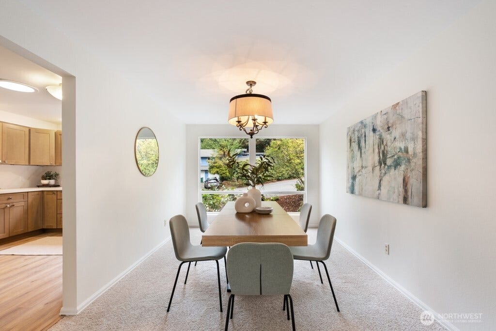 16817 NE 91st Street, Redmond, WA 98052 New carpet and fresh paint with open dining area with large windows keeping things light and bright