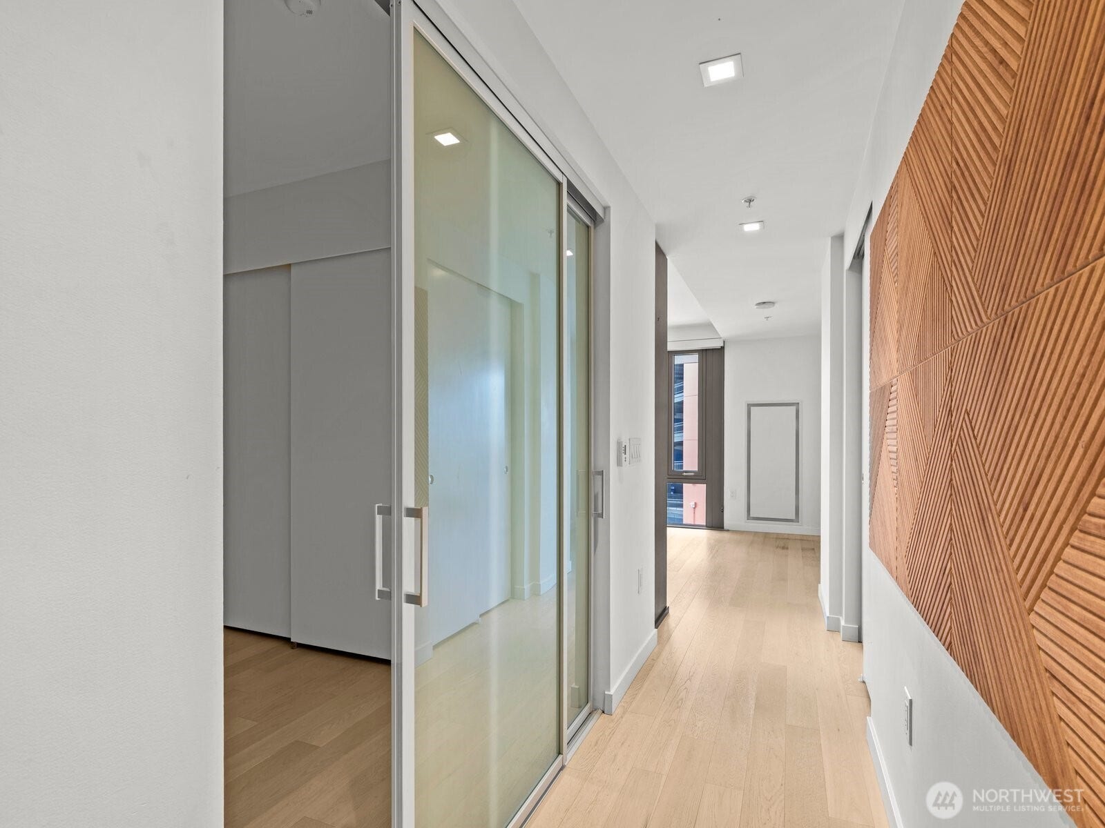 The hallway leads you past another closet on the way to the main living space.