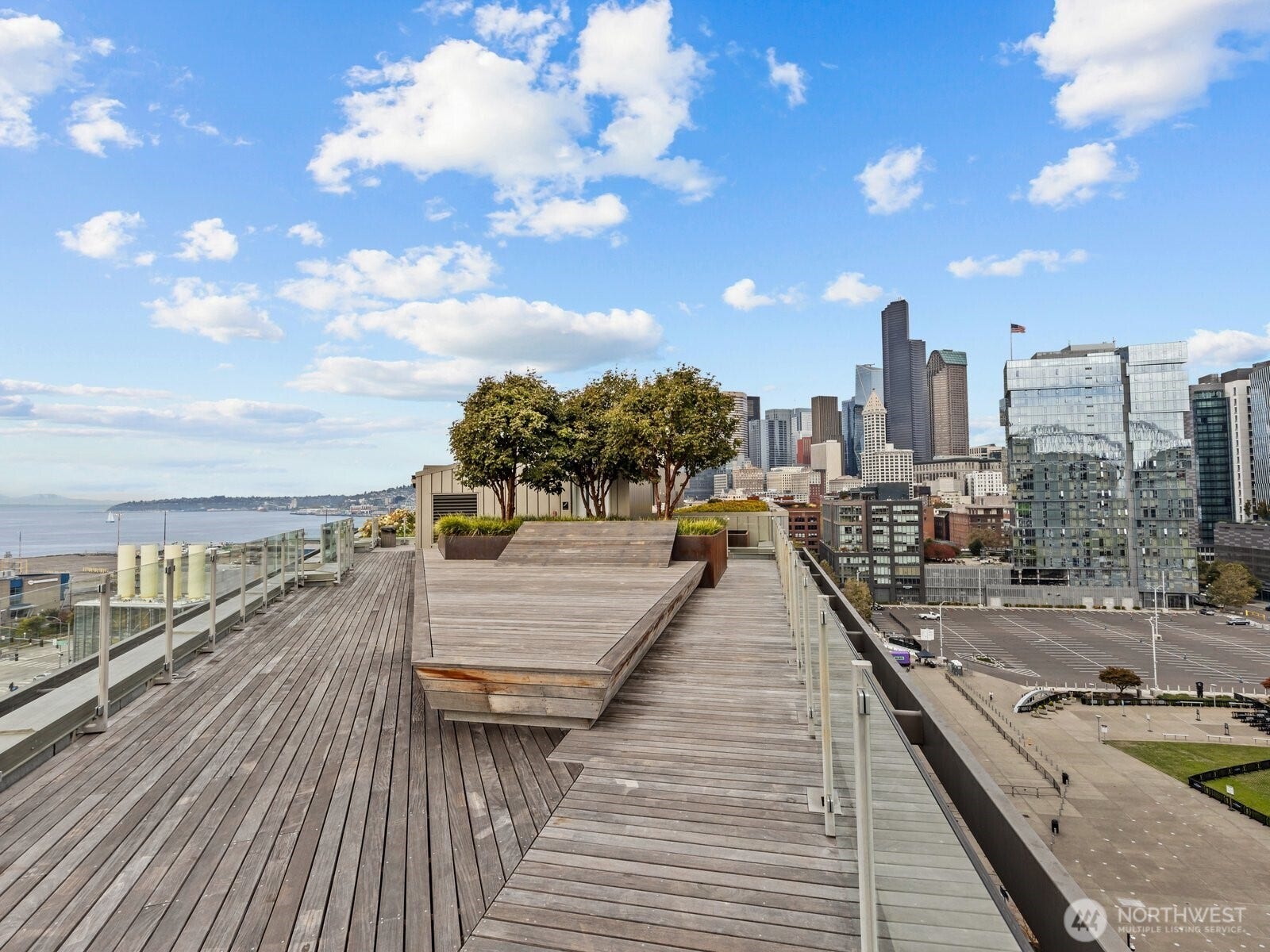 It's not often that a rooftop deck has this much space for multiple owners to hang out with privacy.