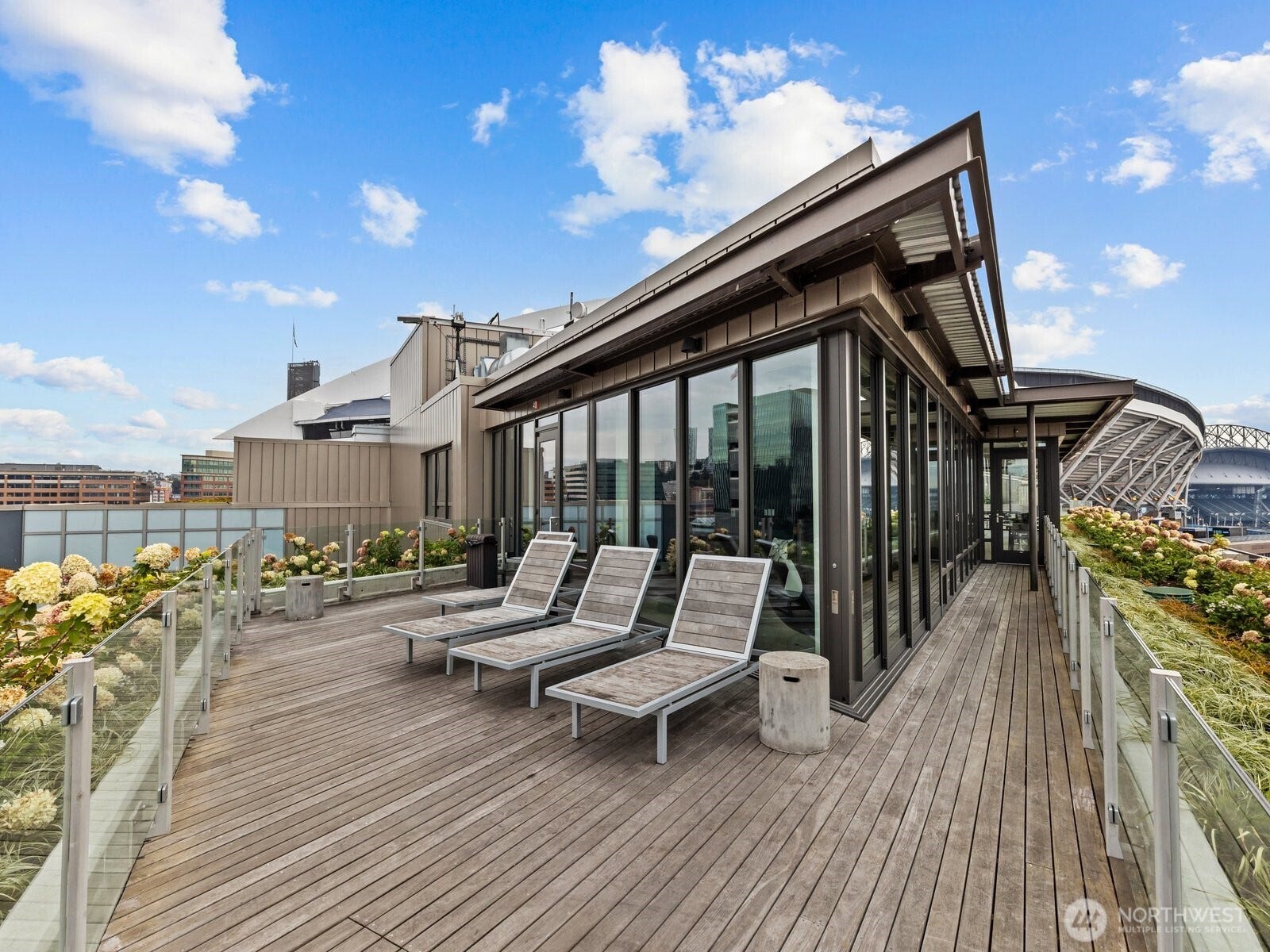 Whether you're taking a zoom call, soaking up the sun or just getting some work done, these rooftop loungers are a great spot to hang out.