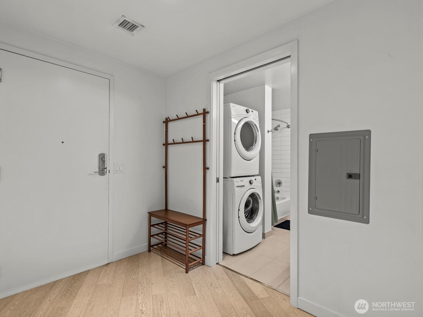 Hang your coats and store your shoes just inside the door.