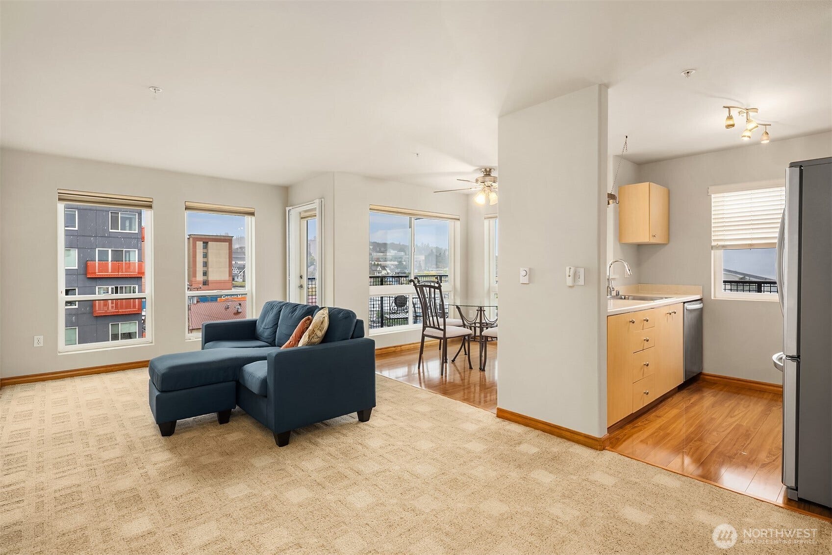 Living area with seamless flow between spaces.
