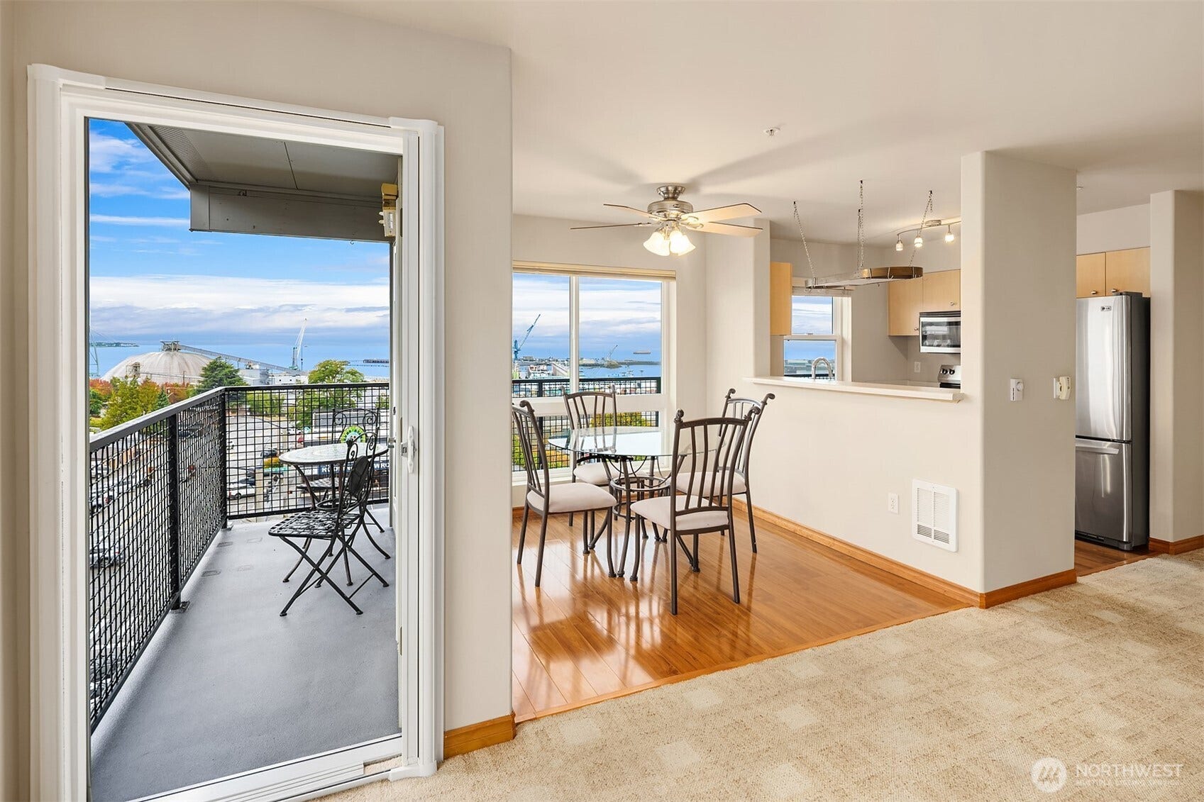 Living space with access to balcony.