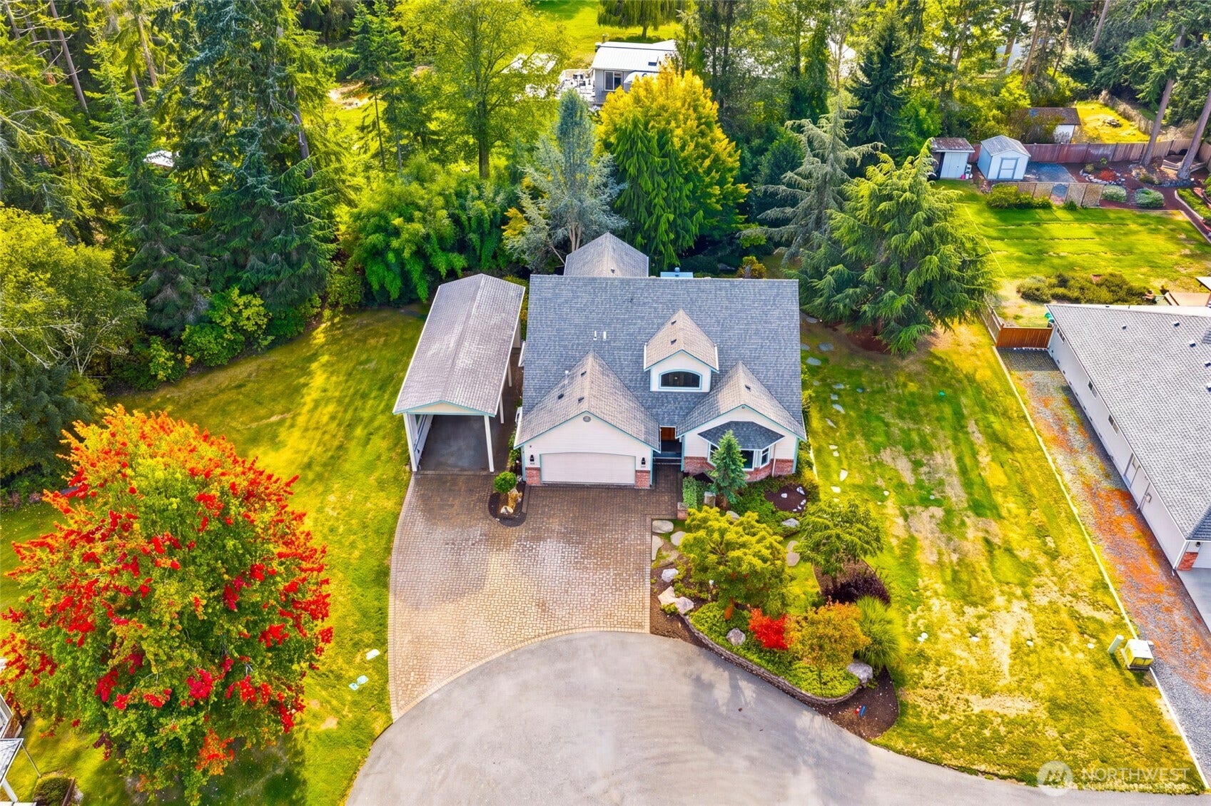 A park-like oasis on over half an acre.
