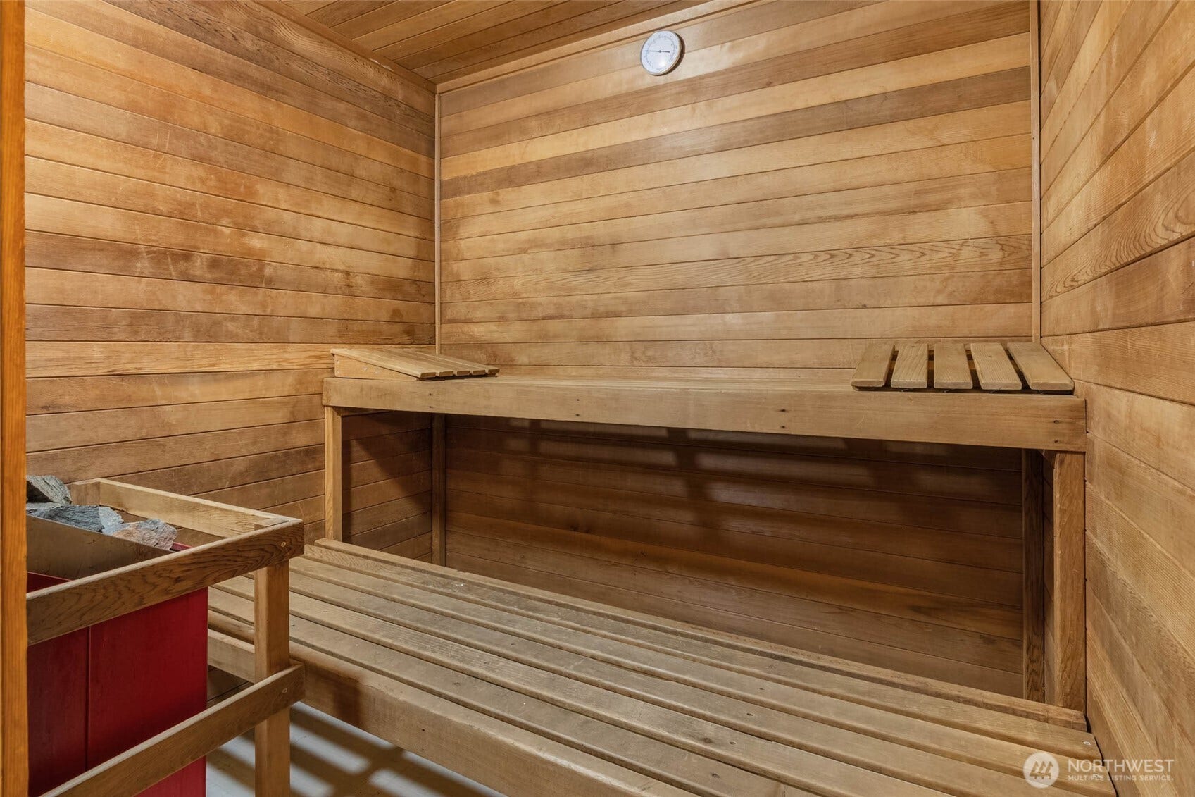 Suana and nearby bathroom with shower are a great way to end the day.