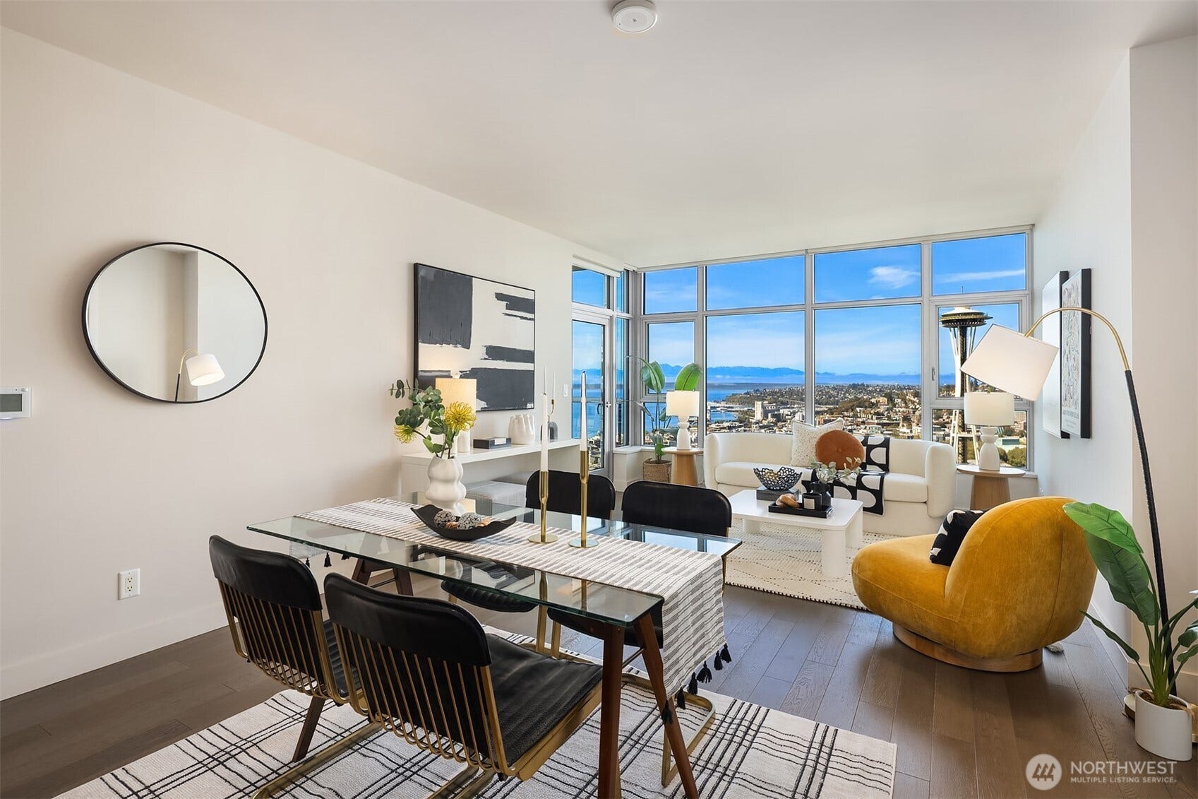 583 Battery Street, #3604N, Seattle, WA 98121 Panoramic view of the Sound & Space Needle greets you at the Living/Dining Room