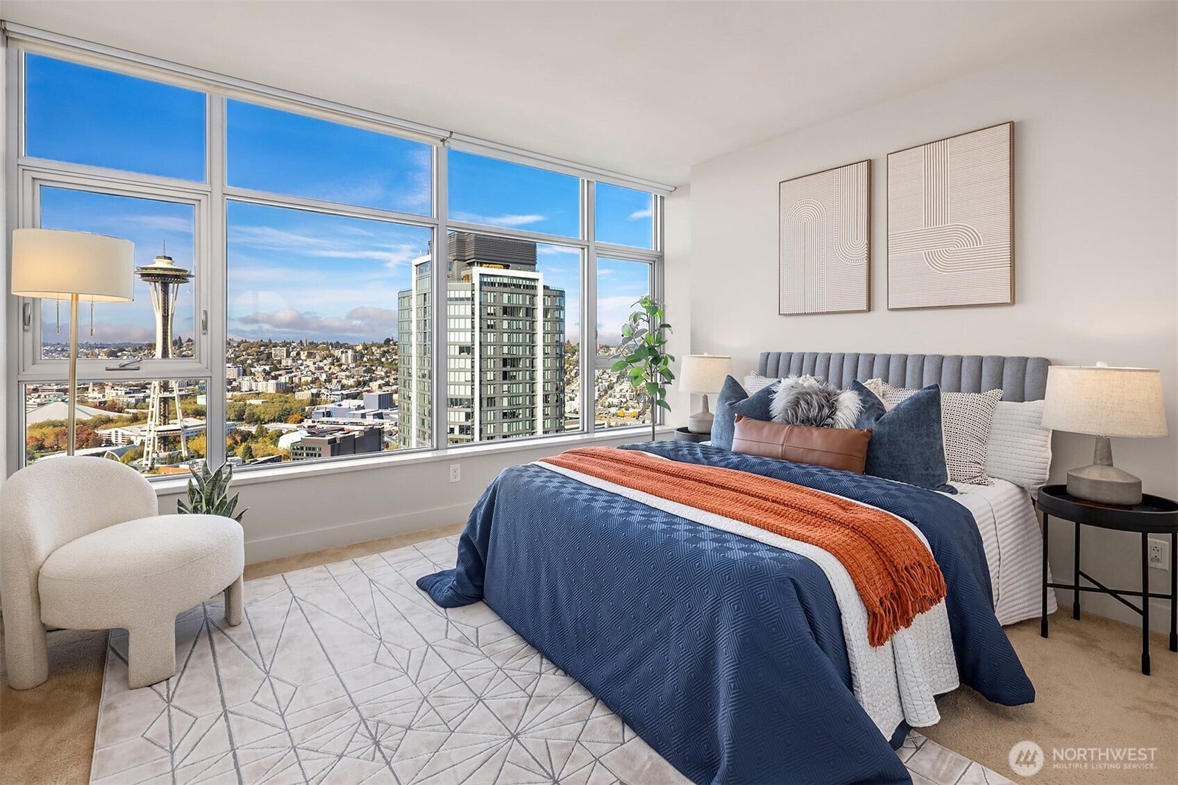 583 Battery Street, #3604N, Seattle, WA 98121 The primary suite has a direct/close view of the Space Needle, the Sound and the mountains